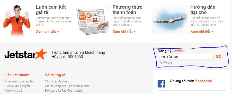 Đăng ký nhận khuyến mãi hãng jetstar