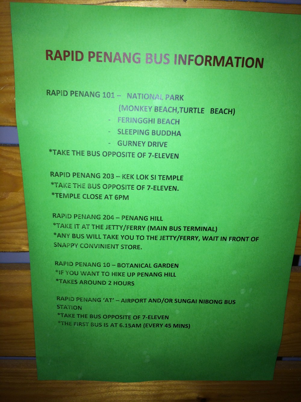 Thông tin bus đến các điểm tham quan nổi tiếng tại Penang