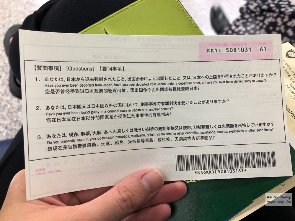 Phiếu khai thông tin nhập cảnh