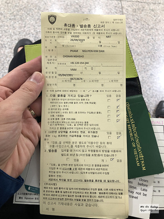 Phiếu khai thông tin hành lý